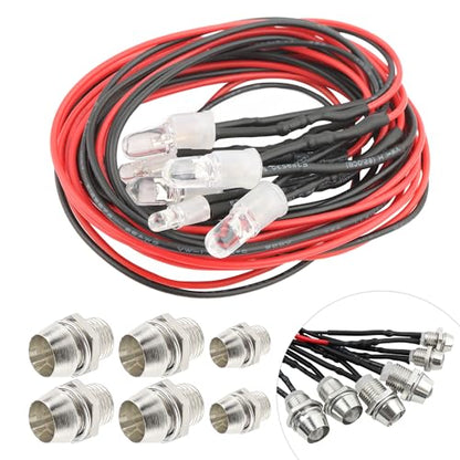 6 LEDs RC LED Light Headlights Taillight Kit Accessories Compatible with Traxxas HSP Tamiya Redcat RC4WD Axial SCX10 RC Cars Truck Tank Crawler(2 White 2 Blue 2 Red)