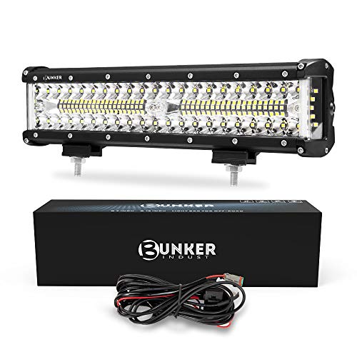 BUNKER INDUST Side Shooter LED Light Pods Wiring Harness Kit, 1 Pcs 12" Spot Flood LED Light Bar 90W Work Light Waterproof Cube Lights Off-Road Driving Bumper Light for ATV UTV Truck Boat Tractor - size: 12 Inch