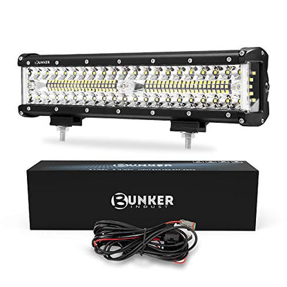 BUNKER INDUST Side Shooter LED Light Pods Wiring Harness Kit, 1 Pcs 12" Spot Flood LED Light Bar 90W Work Light Waterproof Cube Lights Off-Road Driving Bumper Light for ATV UTV Truck Boat Tractor - size: 12 Inch