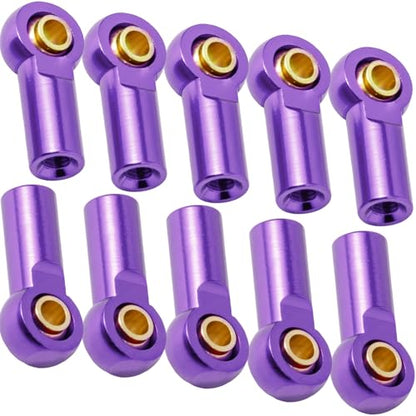 10PCS Aluminum M3 Tie Rod End Ball Joint Link Ball Head Holder 3mm RC Car Upgrade Parts, Compatible with Tamiya HSP Traxxas TRX4 Axial SCX10 D90 1/10 RC Car Truck Buggy Crawler, Purple - color: Purple