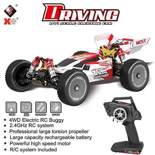 GoolRC WLtoys 144001 RC Car, 4WD 2.4GHz 60km/h High Speed Remote Control Car Off-Road RC Trucks, 1:14 Scale RC Buggy with RTR Aluminum Alloy Chassis 550 Motor Gifts for Adults - color: Green
