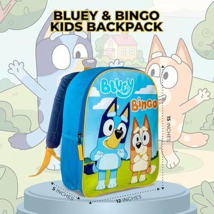 AI ACCESSORY INNOVATIONS Bluey & Bingo Kids Backpack, 15" Girls & Boys School Bag, Blue - color: Purple