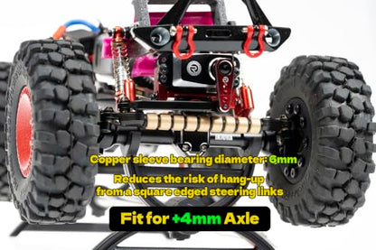 RampCrab Copper Sleeve Bearing Steering Link for SCX24 & AX24 +4mm axle on Each Side - color: 1 Set, size: +4mm length