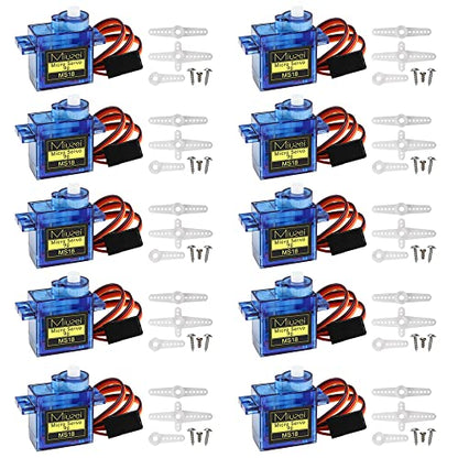 Sg90 9g Micro Servo Motor for Arduino RC Car Robot Boat Plane 10Pcs | Mini, Small, 9 Gram, Metal Gear, Digital, 180 Degree, Steering Servos for Rc Airplane Helicopter Robotic Arm Diy