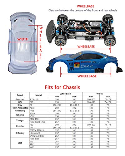 1/10 Scale RC Painted Precut Drift Racing Touring Onroad Car Body Shell Width 190mm with Wing Mirror Accessories (Enzo Yellow)