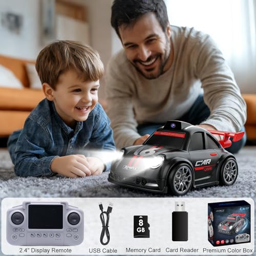 OBEST 2.4" Screen FPV Mini RC Car with Camera, Rechargeable 360° Drift Kids | Remote Control Car with 8G Card, Dual Control via Remote & App Controlled Vehicles, Follow/Escape/Demo Modes