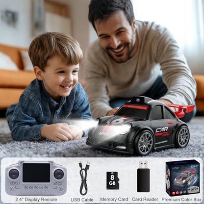 OBEST 2.4" Screen FPV Mini RC Car with Camera, Rechargeable 360° Drift Kids | Remote Control Car with 8G Card, Dual Control via Remote & App Controlled Vehicles, Follow/Escape/Demo Modes