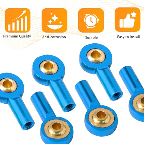 10PCS M2 Tie Rod End Ball Joint Aluminum Ball Head Holder 2mm Steering Linkage Head Joint 15mm Upgrade Parts Compatible with HSP Tamiya Mini 4WD RC Car Truck Crawler/Boat/Airplane Models - color: Blue