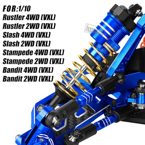 Upgrades Part Front Rear Assembled Full Metal Shocks Aluminum Big Bore RC Shocks Absorber Damper for 1/10 Slash/Rustler/Stampede/Bandit 4X4 4WD 2WD(VXL).Navy Blue(4PCS) - color: Blue(4PCS)