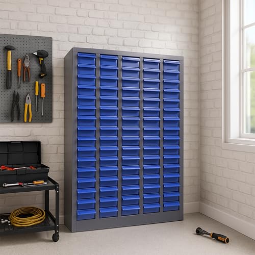 75-Drawer Small Parts Organizer, Nut and Bolt Organizer, Bolt Bin with 75 Drawers, Metal Storage Cabinet Tool Cabinet with Drawer for Garage, Workshop & Home - size: 75 Drawers