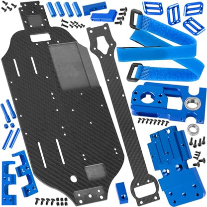 Carbon Fibre Chassis Upgrades Part for 1/10 Slash 4X4 VXL,RC Chassis Protect Armor Skid Plate Guard Hops Up,Replace #TRA6808,Navy Blue - color: Navy Blue - (Carbon Fibre Chassis)