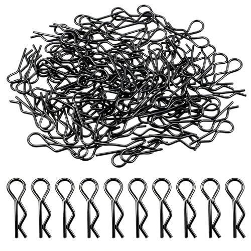 100pcs Black RC Body Clips, R-Clips, Replacement for 1/16 1/18 RC Car, Truck, Car Body Shell