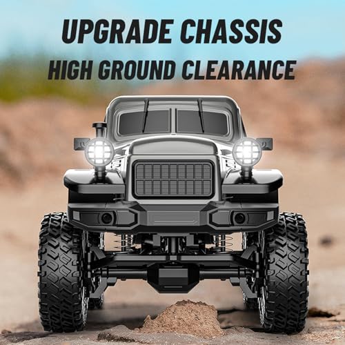 1:18 Scale All Terrain Remote Control Car, 2.4 GHz 4WD RC Rock Crawler with LED Lights, 12KPH Off-Road Pickup Truck Vehicle Toys RTR Gift for Adults - color: Green, size: 1 Battery