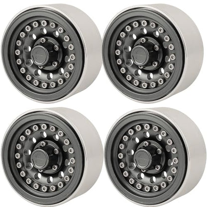 1/10 RC Crawler 4Pcs 1.9 Inch Beadlock Wheel Hub Rim Rims Aluminum Alloy for TRX4 TRX6 Axial SCX10 III AXI03007 GRT EX86190 RedCat,Five Hole nut (Titanium) - color: Titanium