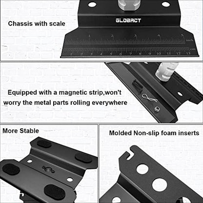 GLOBACT RC Stand RC Tool & 521 PCS RC Screws Kit for 1/8 1/10 RC Car, BK | RC Work Stand, RC Repair Tool, 360 Degree Rotation - color: Black