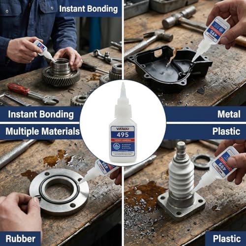 495 Instant Adhesive Super Glue Industrial Grade Clear 20g Suitable for Metal Rubber and Plastic 4 Pack - size: 495, style: 4 Pack