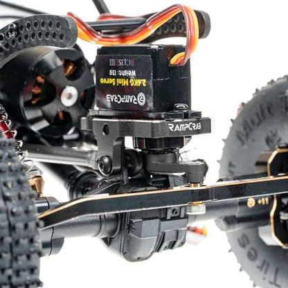 RampCrab RC Steering Servo with Mount and Horn for TRX4M RC Car, 1/18 Upgrades Parts, Suitable for TRX4-M Bronco Defender K10 (Black Horn), 2Sets - size: 2-Sets