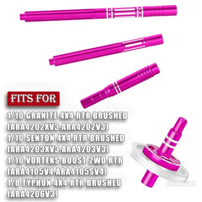 RC 91T Slipper Clutch 0.6 Pitch Gear w/(19T 21T 23T 25T) Pinions & Center Drive Shaft Upgrades Part for 1/10 Granite Senton Vorteks,1/8 Typhon,Pink