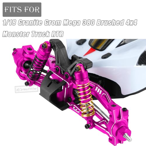 RC Upgrades Part for 1/18 Granite GROM MEGA 380,Front Rear Shock Absorber,Driveshafts CVD,Suspension Arms,Front Steering Block Knuckles & C-Hubs Caster Blocks & Rear Hubs,Pink - color: Pink(1set)
