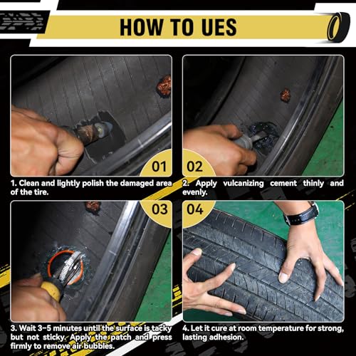 Chemical Vulcanizing Cement – Clear Tire Repair Glue (8.5 OZ) | All Purpose Rubber Cement Glue for Tire Patches and Plugs, Fast-Drying Repair Adhesive for All Rubber Types
