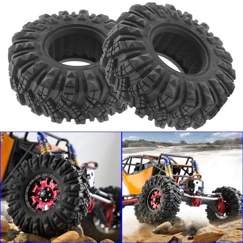 ShareGoo1.9 inch RC 1.9 Crawler Tires Rubber Mud Tires OD 110mm Tyre Compatible with Axial SCX10 90046 Redcat Gen8 RC4WD D90 TF2 MST 1/10 RC Crawler Fit 1.9 Beadlock Wheel Rims