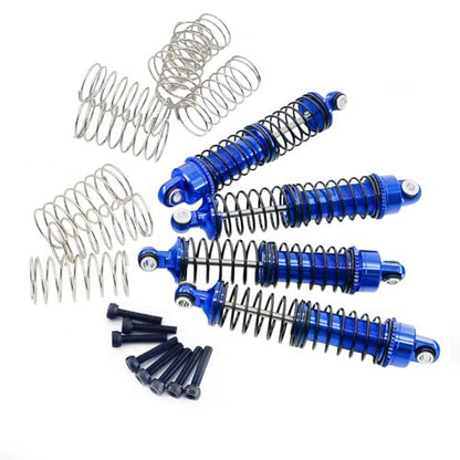 Aluminum Front & Rear Shock Absorber Set for 1/18 RC Cars, Threaded Oil Shocks Suspension Upgrade, 4-Pack (Blue)