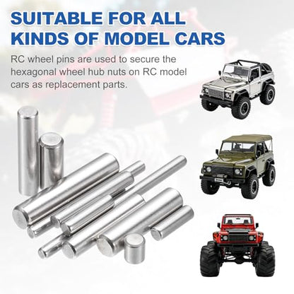 MECCANIXITY 60 Pack Dowel Pin Wheel, 1.5x5mm Steel Hex Wheel Hub Nut Pin Replacement for DIY RC Car Truck Boat Helicopter Model Part, Silver - size: 1.5x5mm