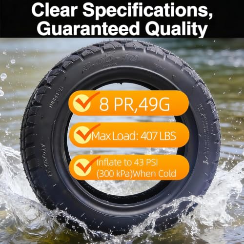 10 Inch Electric Scooter Tire, 3.00-10 Tubeless Tire, 8pr 10in Off-Road Non-Slip Wear-Resistant Thick Rubber for Motorcycle, Scooter, E-Bike, Mopeds Tires with 10 Inches Rims, 2PC - size: 3.00-10 Tubeless Tire