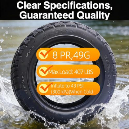 10 Inch Electric Scooter Tire, 3.00-10 Tubeless Tire, 8pr 10in Off-Road Non-Slip Wear-Resistant Thick Rubber for Motorcycle, Scooter, E-Bike, Mopeds Tires with 10 Inches Rims, 2PC - size: 3.00-10 Tubeless Tire