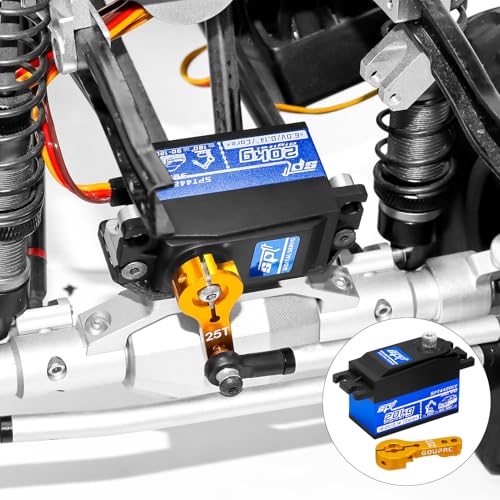 GOUPRC 20kg Low Profile Servo High Torque Metal Gear Digital Servo with 25T Metal Arm for 1/8 1/10 1/12 R/C Model DIY Car Robot (2PCS) - style: 20KG*2