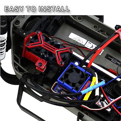 3660 540 550 Motor Cooling Fan with 36-38mm Adjustable Mount Upgrades Part for 1/10 Slash SCX10 TRX4,Aluminum High Speed Cooling Dual Fans 20000 RPM Heatsink Hops Up,Red - color: Red/36-38mm