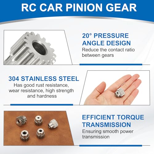 uxcell 2Pcs 1 Mod 16T Spur Gear 7mm Bore, 304 Stainless Steel Pinion Gear, 20°Pressure Angle, for Spur Rack and RC Model Car or Motor DIY(14mm) - size: 1 Mod 16T, 7mm x 14mm