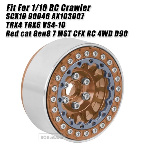 RC 1.9 Beadlock Wheels for 1/10 RC Crawler TRX4 TRX6 SCX10 90046 AX103007 VS4-10 MST CFX RC4WD D90 Red cat Gen8 7,Alloy Aluminium 1.9 rc Beadlock Rims 1.9 rc Wheels,4PCS,Brown - color: Brown(4pcs)