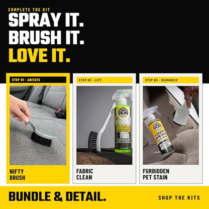 Chemical Guys, The Nifty Interior Detailing Brush for Carpet & Upholstery | Synthetic bristles and a short ergonomic handle scrub carpet, mats, upholstery and trunk liners with control - size: 1 Pack