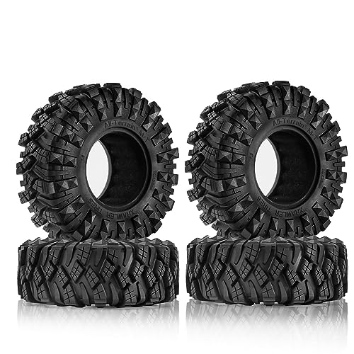 REDSPIDER 1.9 Inch RC Crawler Tires, 110mm Aggressive Mud Terrain Tires with Soft Sticky Compound & Foam Inserts, Compatible with 1/10 Scale Axial SCX10, TRX-4, Redcat Gen8 (Set of 4)