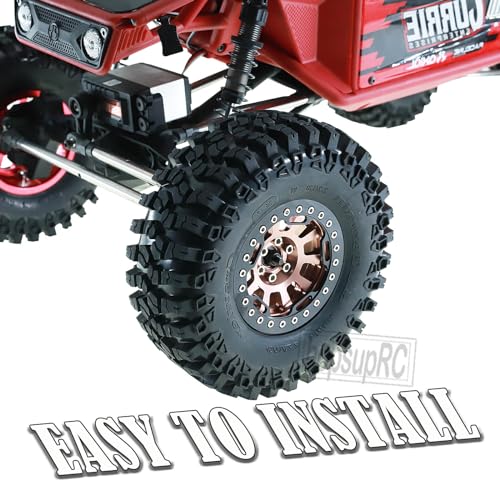 RC 2.2in Tires Tyres & Aluminium 2.2in Beadlock Wheel Rim for 1/10 SCX10 Capra AMG 6x6 TRX4 Gen8 Everest Gen 7 Pro RC Crawler (4PCS Brown) - color: Brown/2.2wheels-scx10