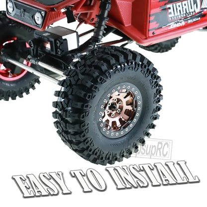 RC 2.2in Tires Tyres & Aluminium 2.2in Beadlock Wheel Rim for 1/10 SCX10 Capra AMG 6x6 TRX4 Gen8 Everest Gen 7 Pro RC Crawler (4PCS Brown) - color: Brown/2.2wheels-scx10