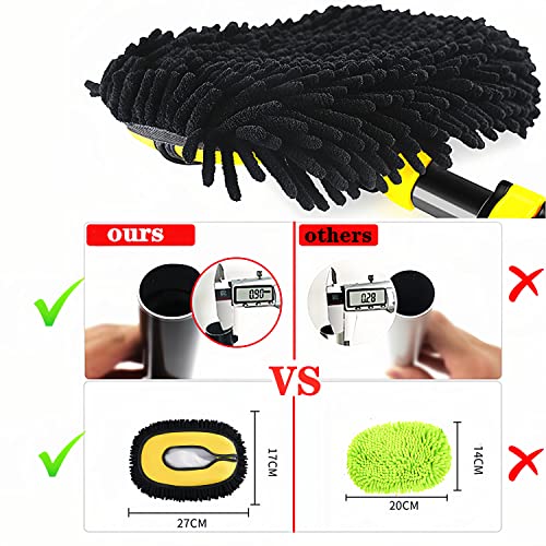 MVEQRRN 15°Curved Chenille Car Wash Brush Mop with Long Handle(Yellow) | No Scratch Car Wash Brush, Car Cleaning Brush with Extension Pole,Microfiber car wash mop,Car Wash for cars, trucks,home - color: Yellow-001
