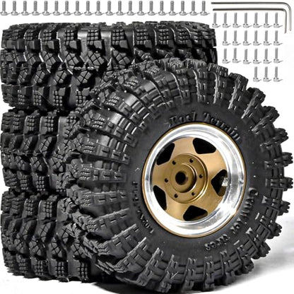 1.3” Beadlock Wheel Tires Set 70 * 26mm Aluminum Wheel Rims Super Large Soft Mud Terrain Off-Road Tires for 1/18 1/24 RC Crawler Car SCX24 Axial AX24 FMS FCX24 TRX4M Upgrade RC Car（4 Pcs） Blonze - color: Bronze