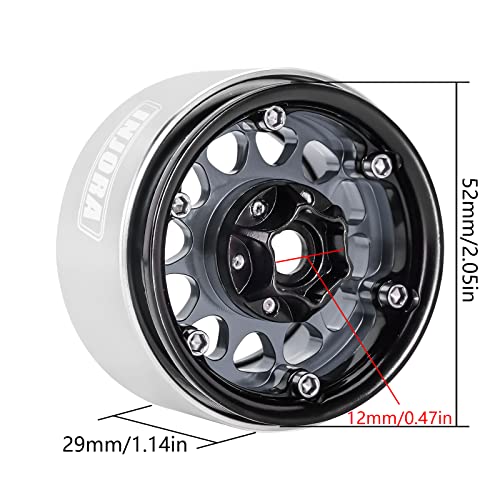 INJORA 1.9 Beadlock Wheel Offset -10.4mm for 1/10 RC Crawler (Black＆Grey) - color: Black&grey