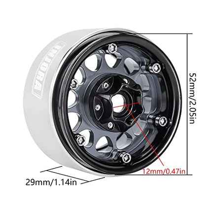 INJORA 1.9 Beadlock Wheel Offset -10.4mm for 1/10 RC Crawler (Black＆Grey) - color: Black&grey