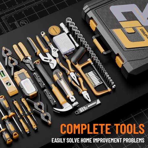 GRENPRO 239PCS Tool Set Tool Box Multi Car Mechanic Tool Kit for Home | Portable Tool Box, CR-V Steel, Complete Kit, Anti-Drop Slots, Household DIY, Auto Motorcycle, Home Garage for Men & Women - style: Yellow Hand Tool Set 239PC