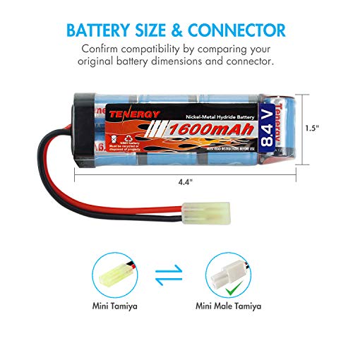 Tenergy 8.4V NiMH Flat Battery Pack w/Mini Tamiya Connector High Capacity 1600mAh Battery