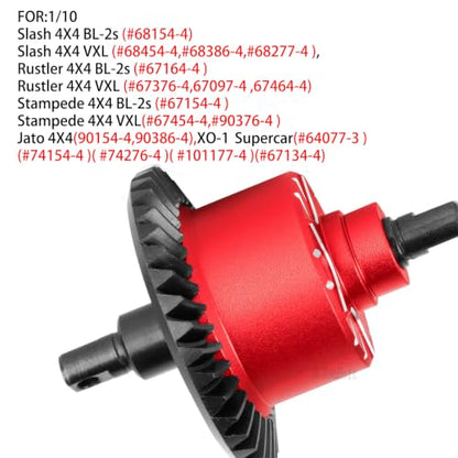 RC Diff Gear 37T Upgrades Part for 1/10 Slash 4X4 VXL/Rustler 4X4 VXL/Stampede 4X4 VXL/Hoss 4X4 VXL/XO-1,Front Rear Differential Hop Ups,Red - color: Red-(upgrades Part）