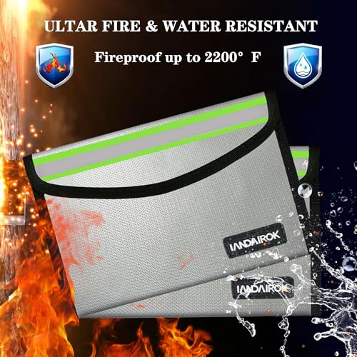 5"x8" Silver Small Fireproof Bag Money Bag Home Office Travel Safe Storage Pouch for Document Cash Valuables Jewelry Mobile power supply Power bank Lipo Battery (20 * 13cm) - size: 20*13cm Silver