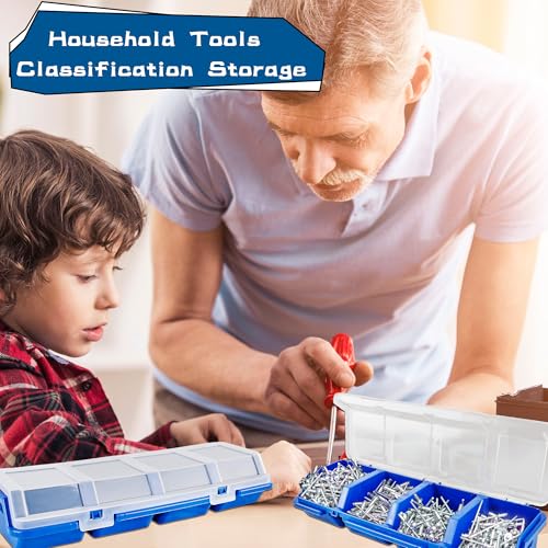 8 Pcs Screw Organizer Box Screw Parts Box with 4 Compartments Translucent Lid Tool Bins Plastic Parts Organizer for Hardware Garage Workbench Craft Organizing Storage