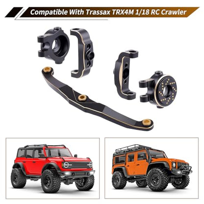 Brass Steering Blocks Knuckle, Caster Blocks C-Hubs, Steering Link Set Counterweight for Traxxas TRX4M Bronco Defender K10 F150 High Trail TRX4MT 1/18 Crawler