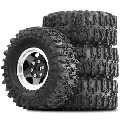 STMU 1.3'' Beadlock Wheel Tires for 1/18 1/24 TRX4M SCX24 FCX18 FCX24 RC Crawler Car (Black) - color: Black