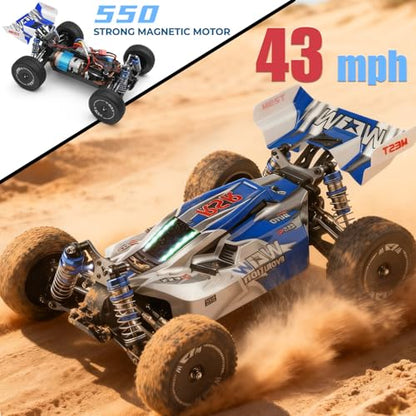 WLtoys 144011 1/14 Scale RC Car, 43 MPH High-Speed,Suitable for All-Terrain | 4WD Off-Road Remote Control Car for Adults, Upgraded Hardware for More Durability, Multifunctional LED Light，Hobby RC Truck