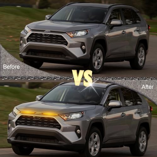 BINGIGOO 2PCS Grille Lights LED Bar Front Sequential Switchback LED Daytime Running Lights Compatible with Toyota RAV4 2019-2023 Sequential Amber Turn Signal light (Smoked) - style: Smoked